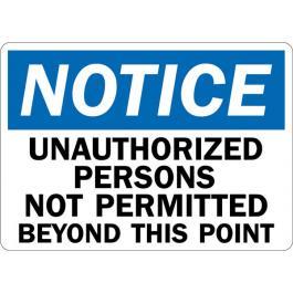 mdi worldwide Model Notice Unauthorized Persons Not Permitted Beyond ...